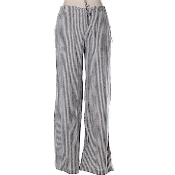 navy and white pinstripe pants
